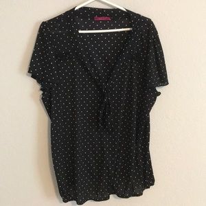 Black sheer polar dot chiffon top